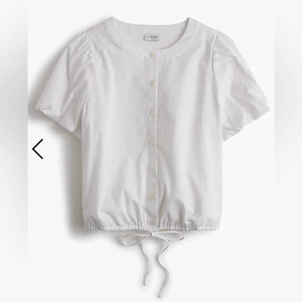 NWT J. Crew Factory White Puff-sleeve tie-waist top